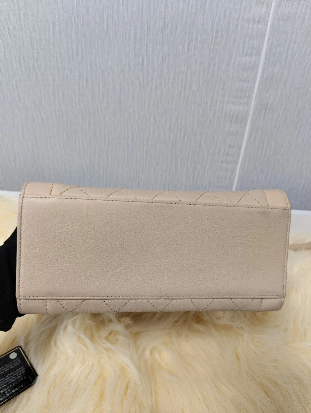 CHANEL Pink-Beige Quilted Leather Satchel with Chain Strap - Picture 5 of 13